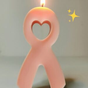 Bougie soutien à octobre rose- ruban rose cire végétale