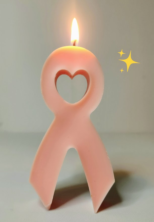 Bougie soutien à octobre rose- ruban rose cire végétale