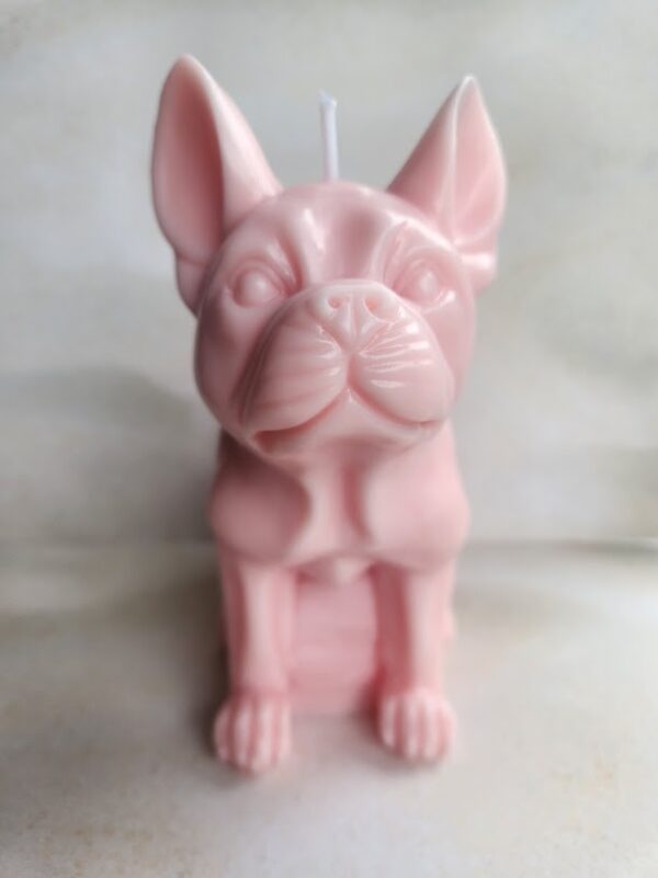 Bougie chien Carlin rose pâle