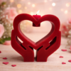 Bougie Saint-Valentin cœur mains stylisée – création artisanale française 2 Bougie Saint-Valentin cœur tenu par des mains, création artisanale française