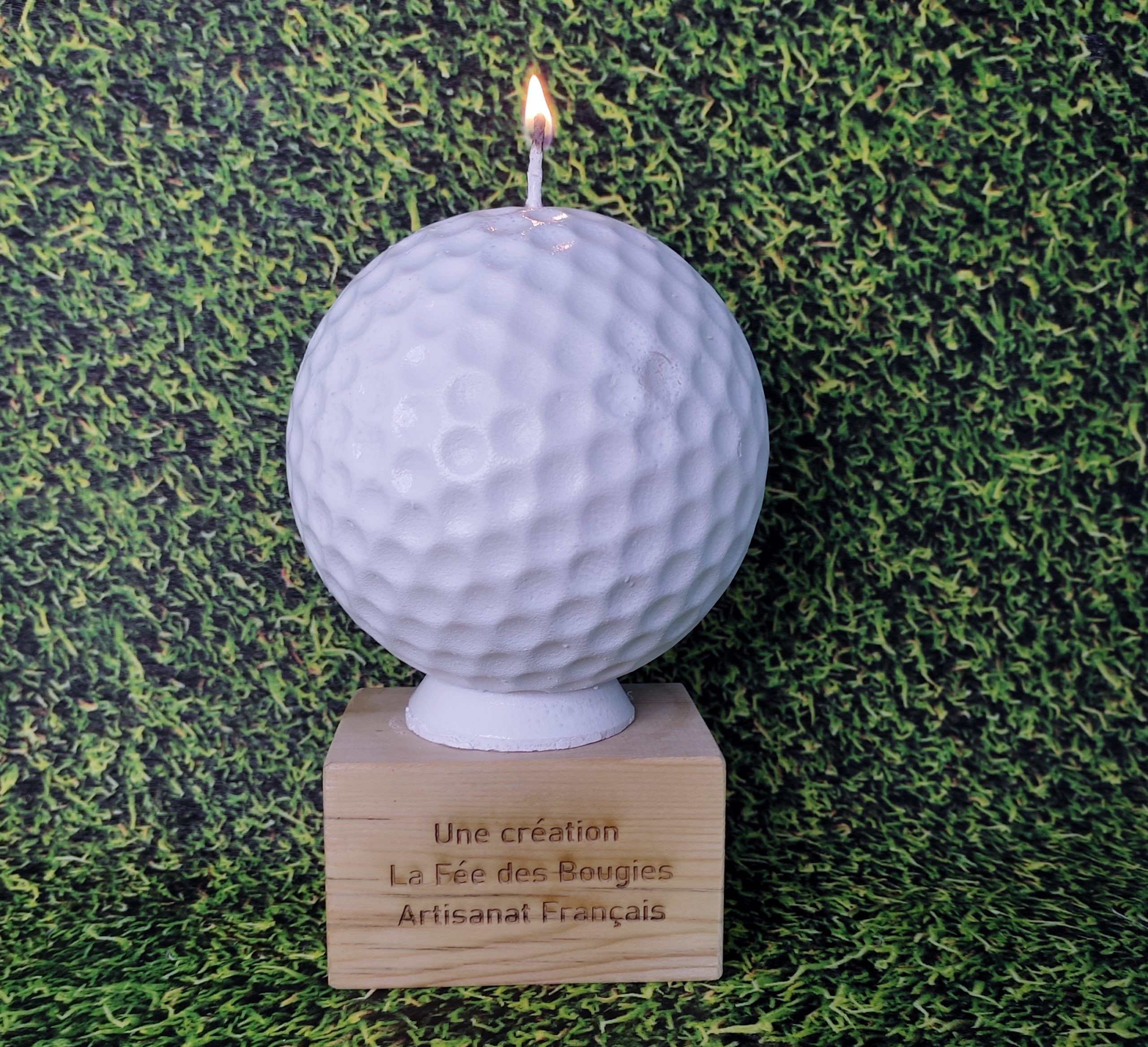 Bougie balle de golf blanche 12 cm de diamètte