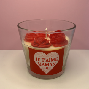 Bougie Fêtes des Mères : Roses Rouge