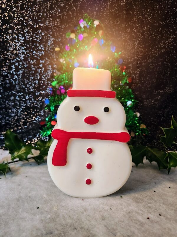 Bougie bonhomme de neige décorative