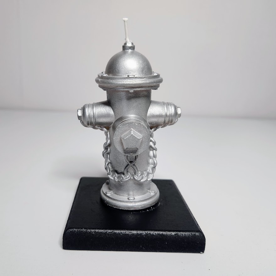 Bougie borne incendie de couleur argent - cire végétale