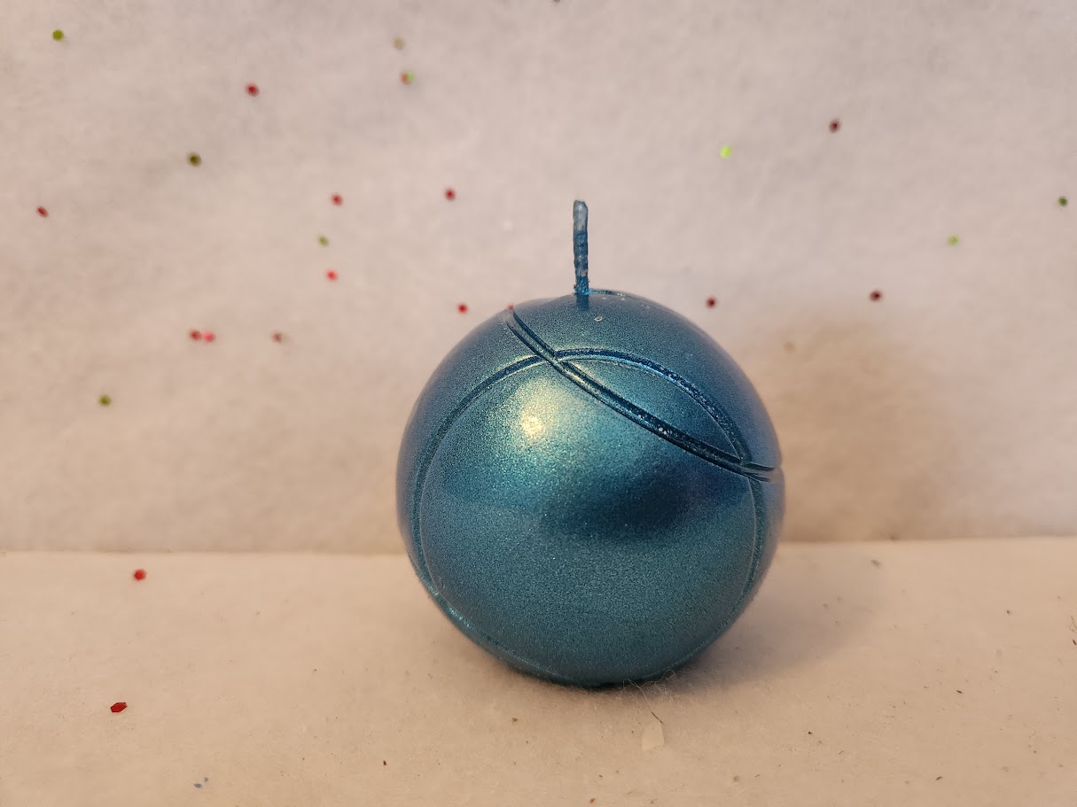 Bougie boule de pétanque bleue métalissée non allumée bougie boule pétanque