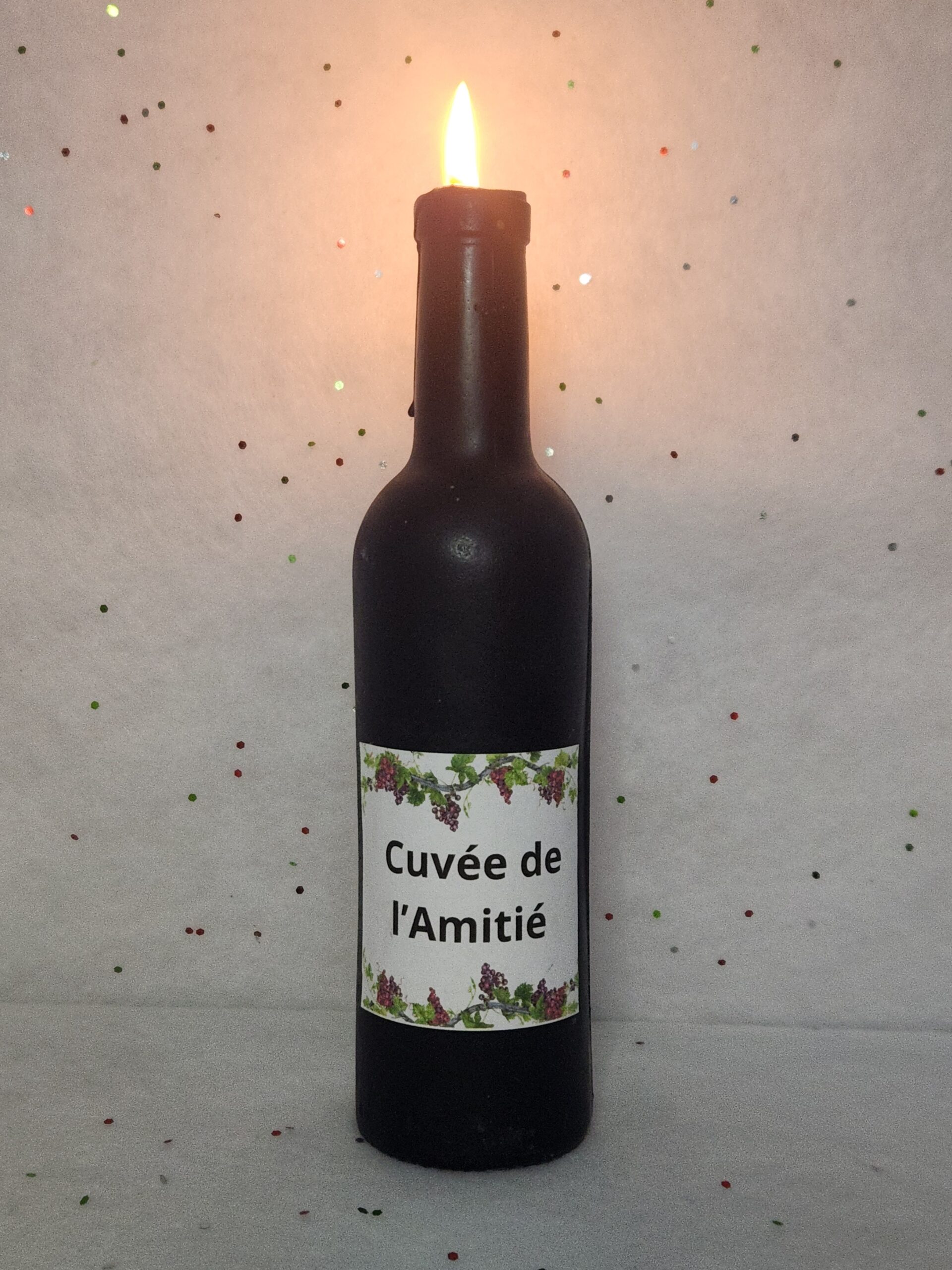 Bougie bouteille de vin cuvée de l'amitié