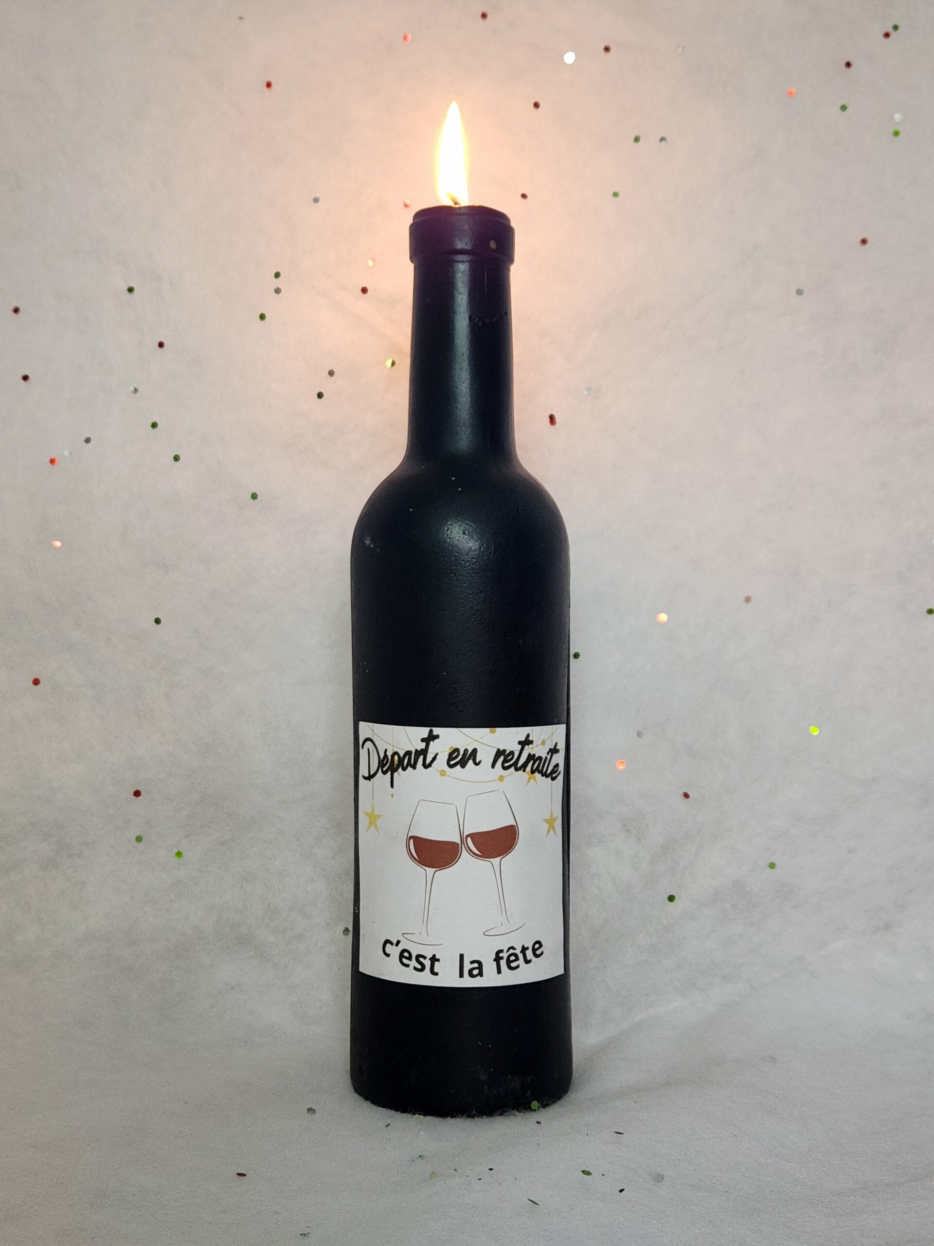 Bougie bouteille de vin départ en retraite