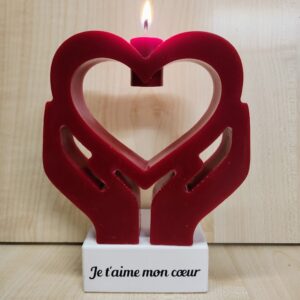 Bougie coeur personnalisée je t'aime mon coeur
