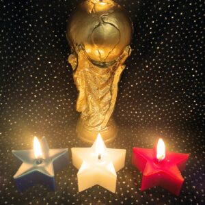 Bougie coupe du monde  et ses 3 étoiles bleu blanc rouge