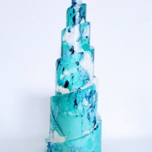 bougie décorative spirale marbrée bleue