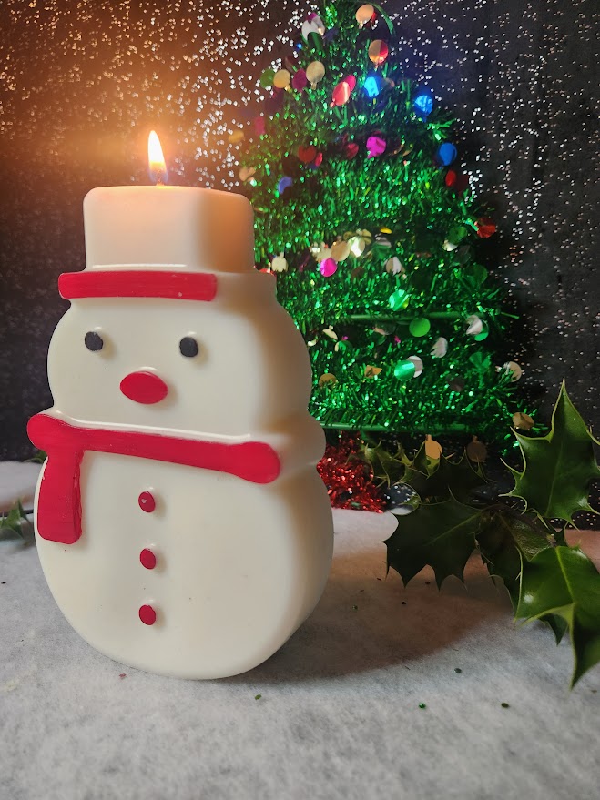 Bougie décorative bonhomme de neige pour cadeau noel