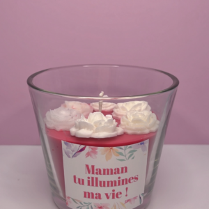 Bougie Fêtes des Mères : Petites Roses Blanches