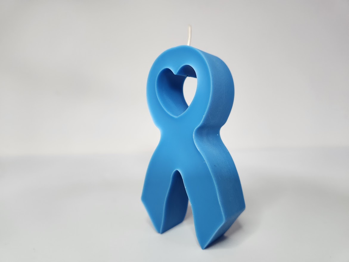 Bougie ruban bleu vue de coté 2
