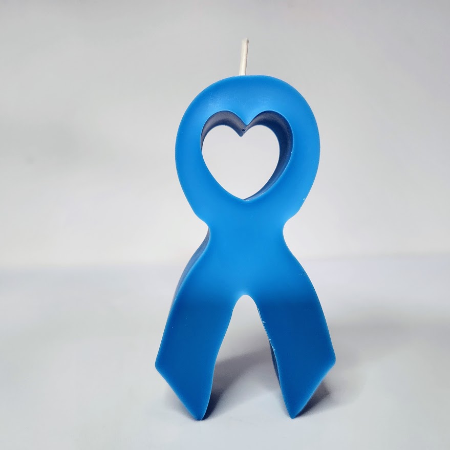 Bougie ruban bleu Bougie ruban bleu artisanat français 10 cm de haut cire végétale