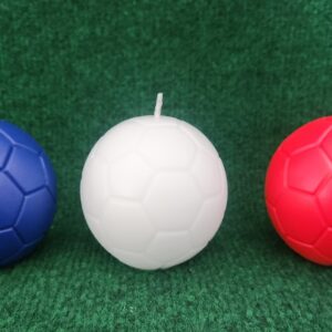 bougies ballon de foot bleu banc rouge
