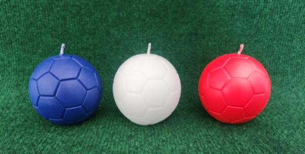 bougies ballon de foot bleu banc rouge
