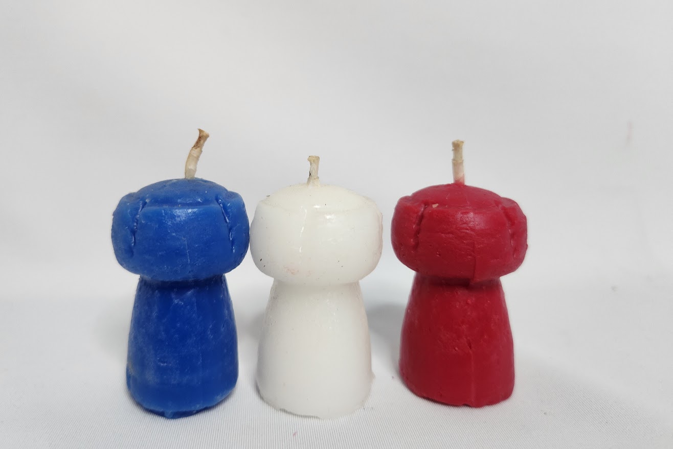 Bougies bouchon de champagne bleu blanc rouge