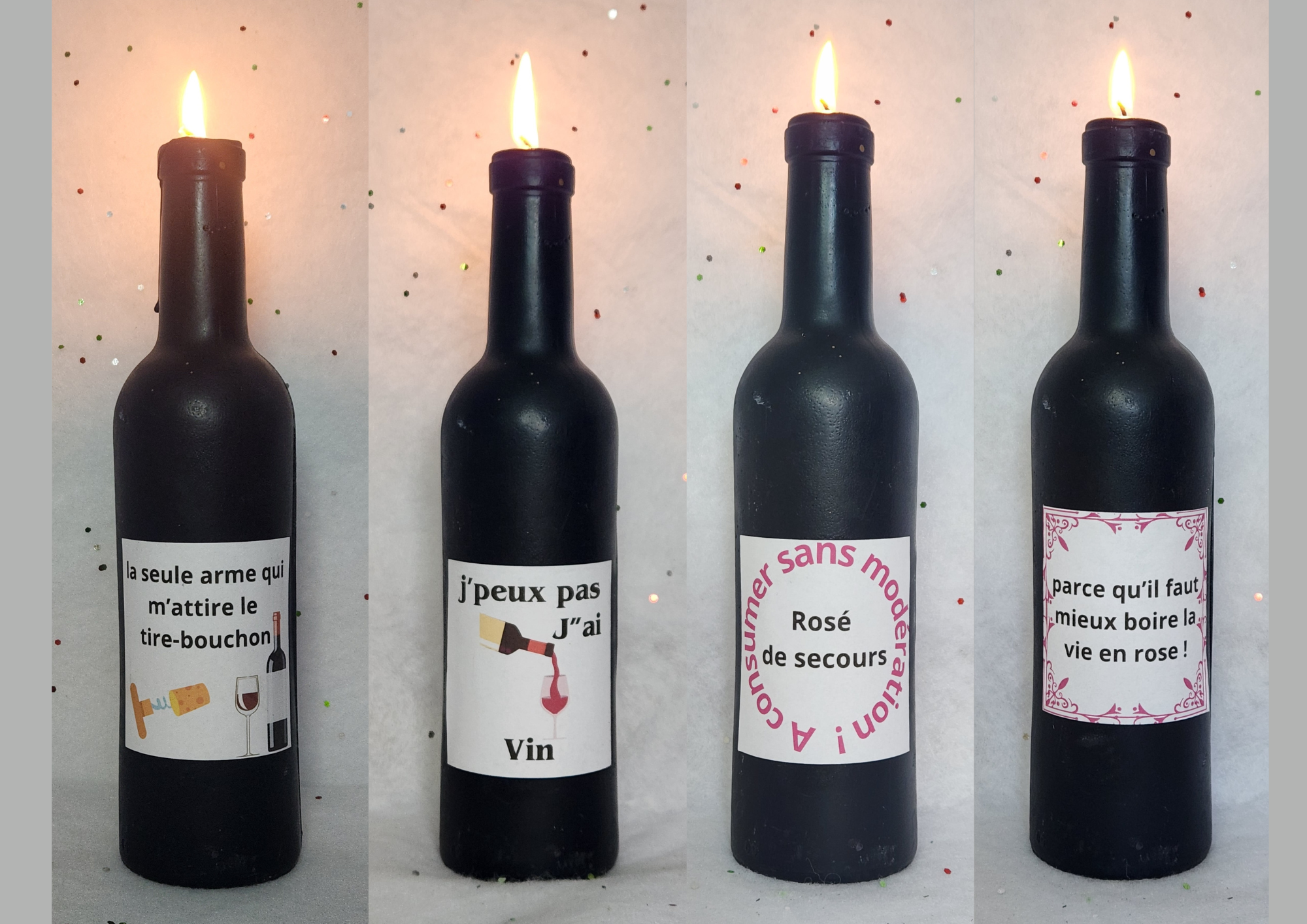 Bougies bouteille de vin humoristique groupe