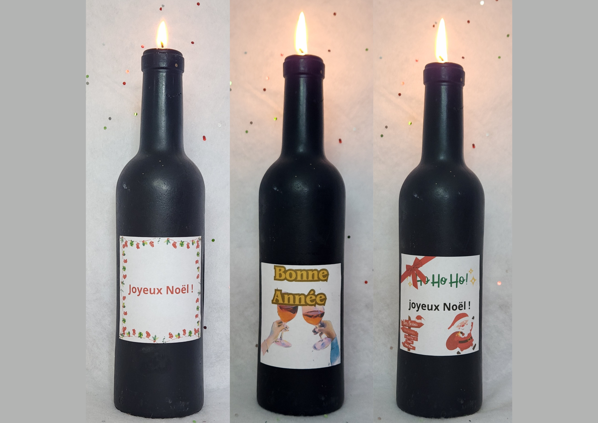 Bougies bouteilles de vin groupe fête