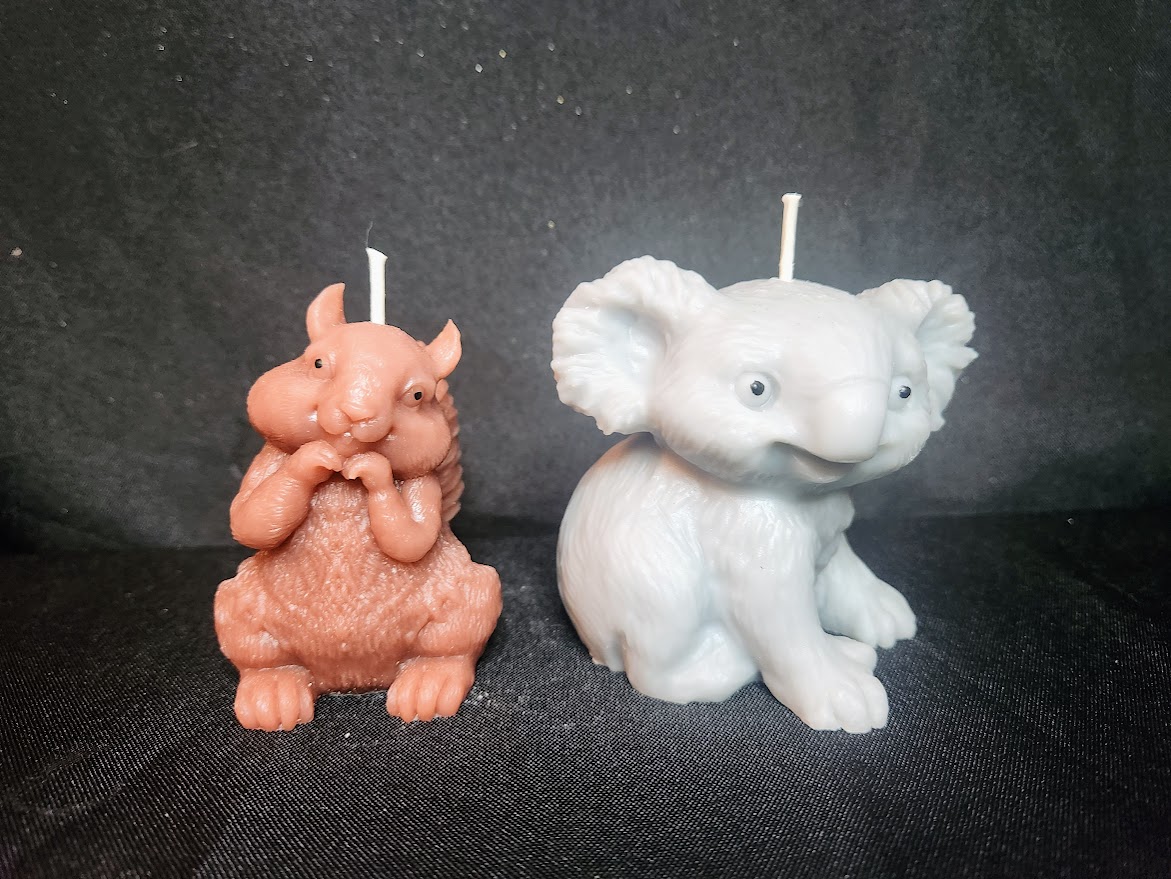 Bougies écureuil et koala Duo de bougies écureuil et koala