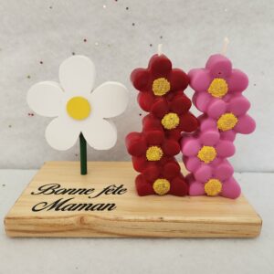 Bougies fleurs rouge et fuchsia fête des mères