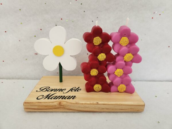 Bougies fleurs rouge et fuchsia fête des mères