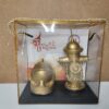 coffret bougie borne incendie et casque en cire doré