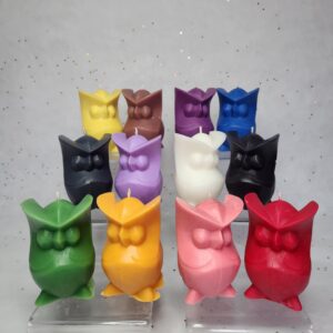 Bougies chouettes couleurs aux choix 8 cm de haut