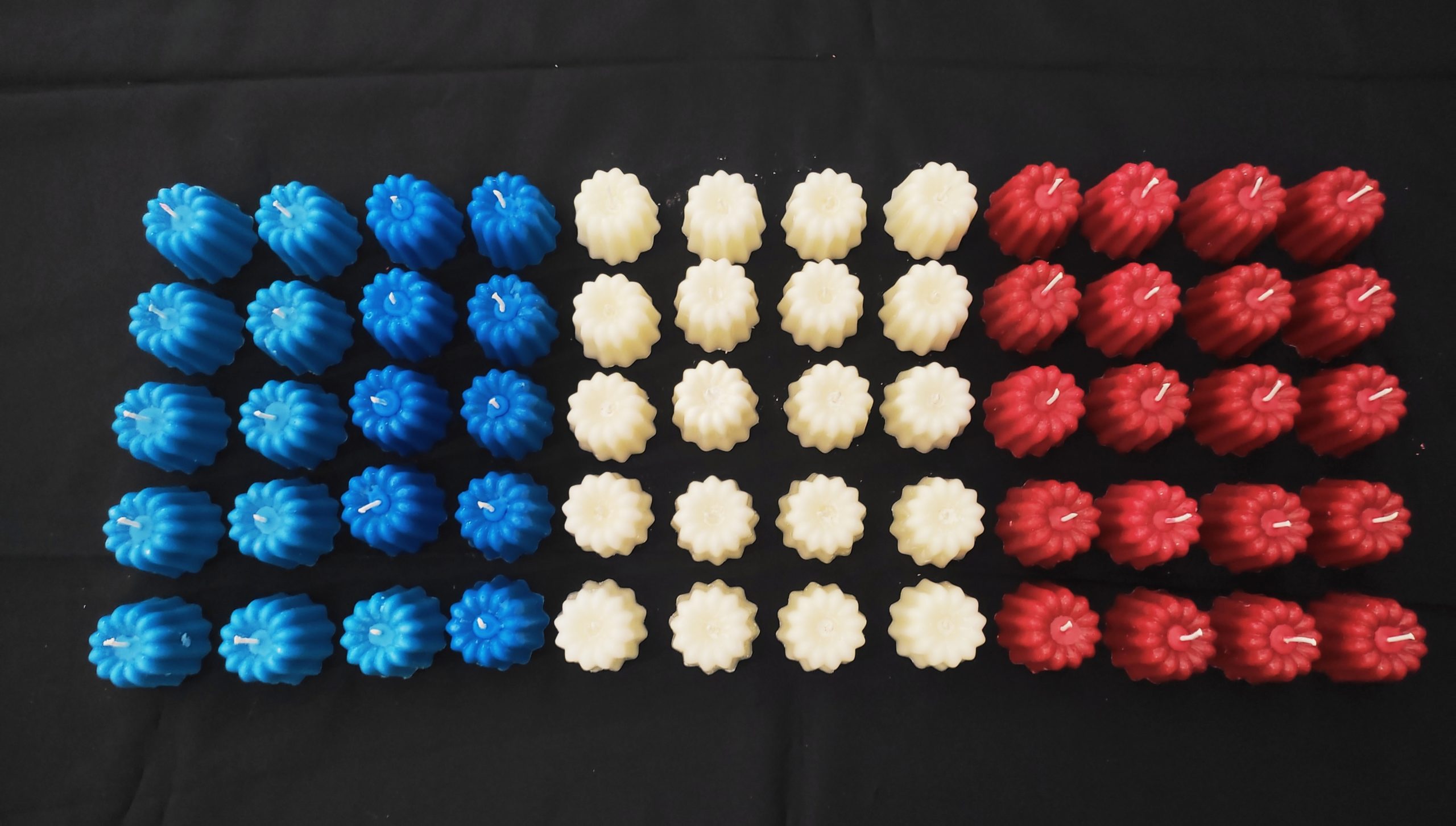 Bougies caneles bleu blanc rouge x 60