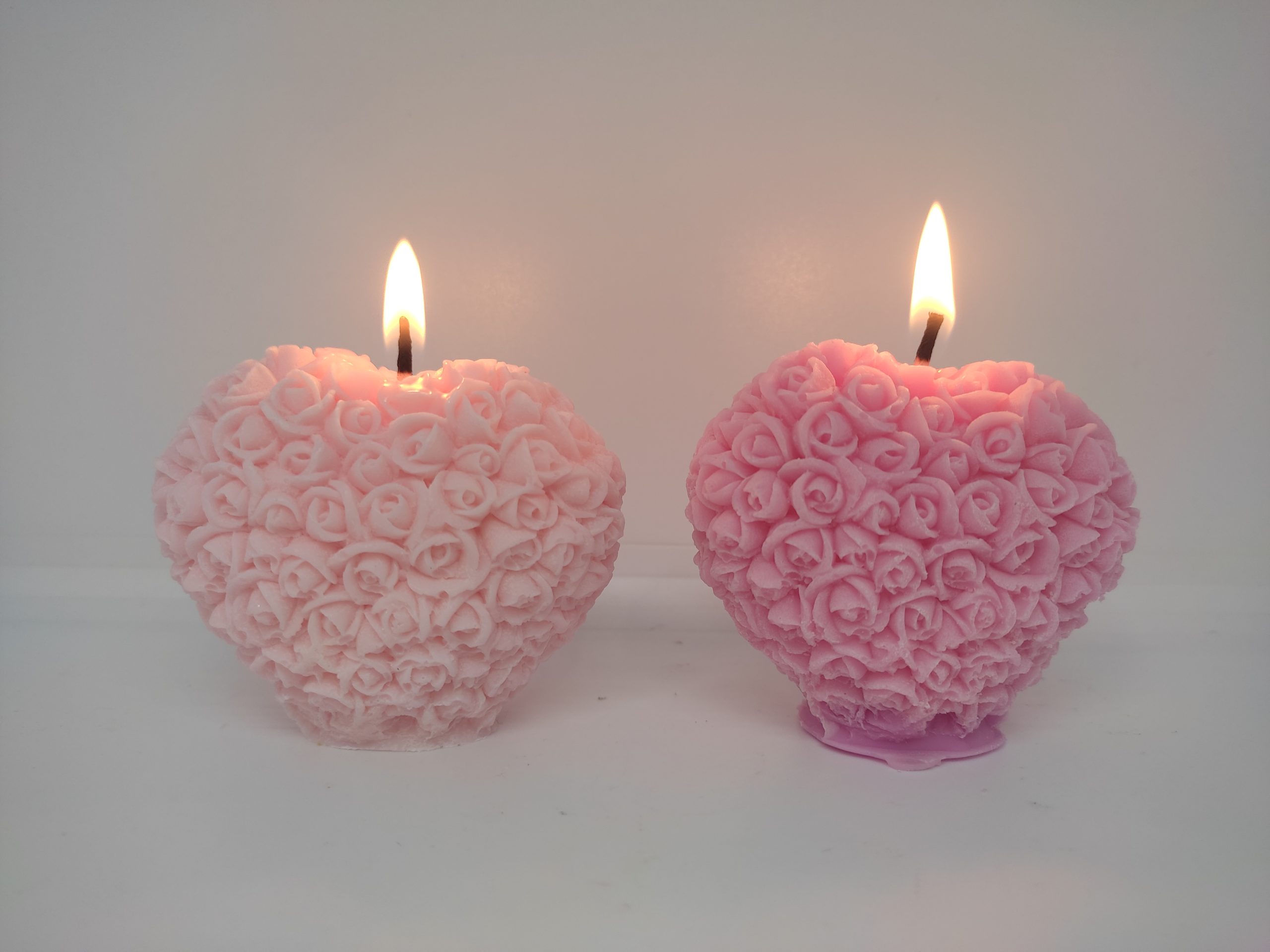 bougies coeurs rose