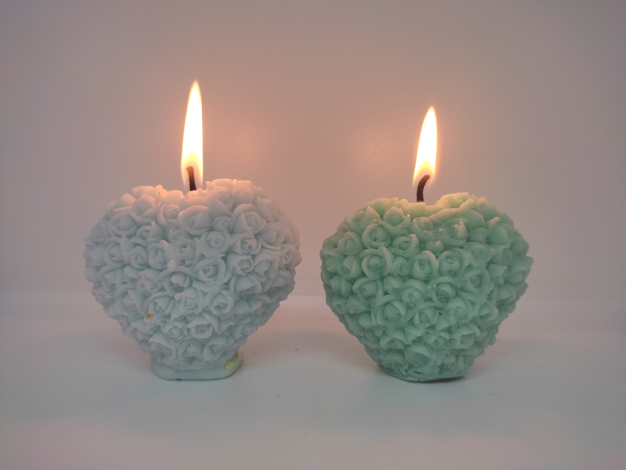 bougies coeurs turquoise et bleue