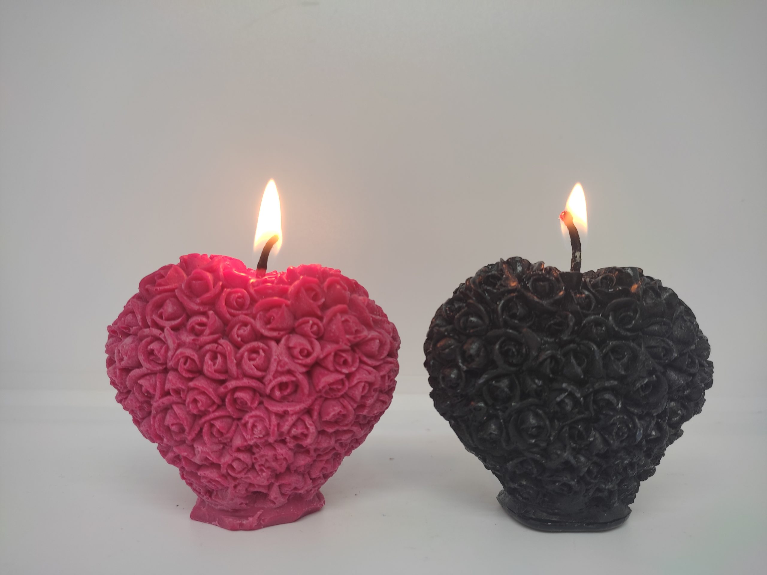 Bougies coeurs rouge et noire