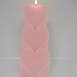 Bougie 3 coeurs rose