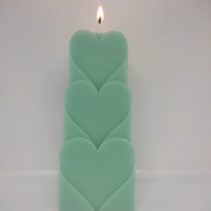 Bougie 3 coeurs turquoise