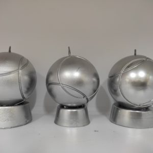 Bougies triplette boules de pétanque argent