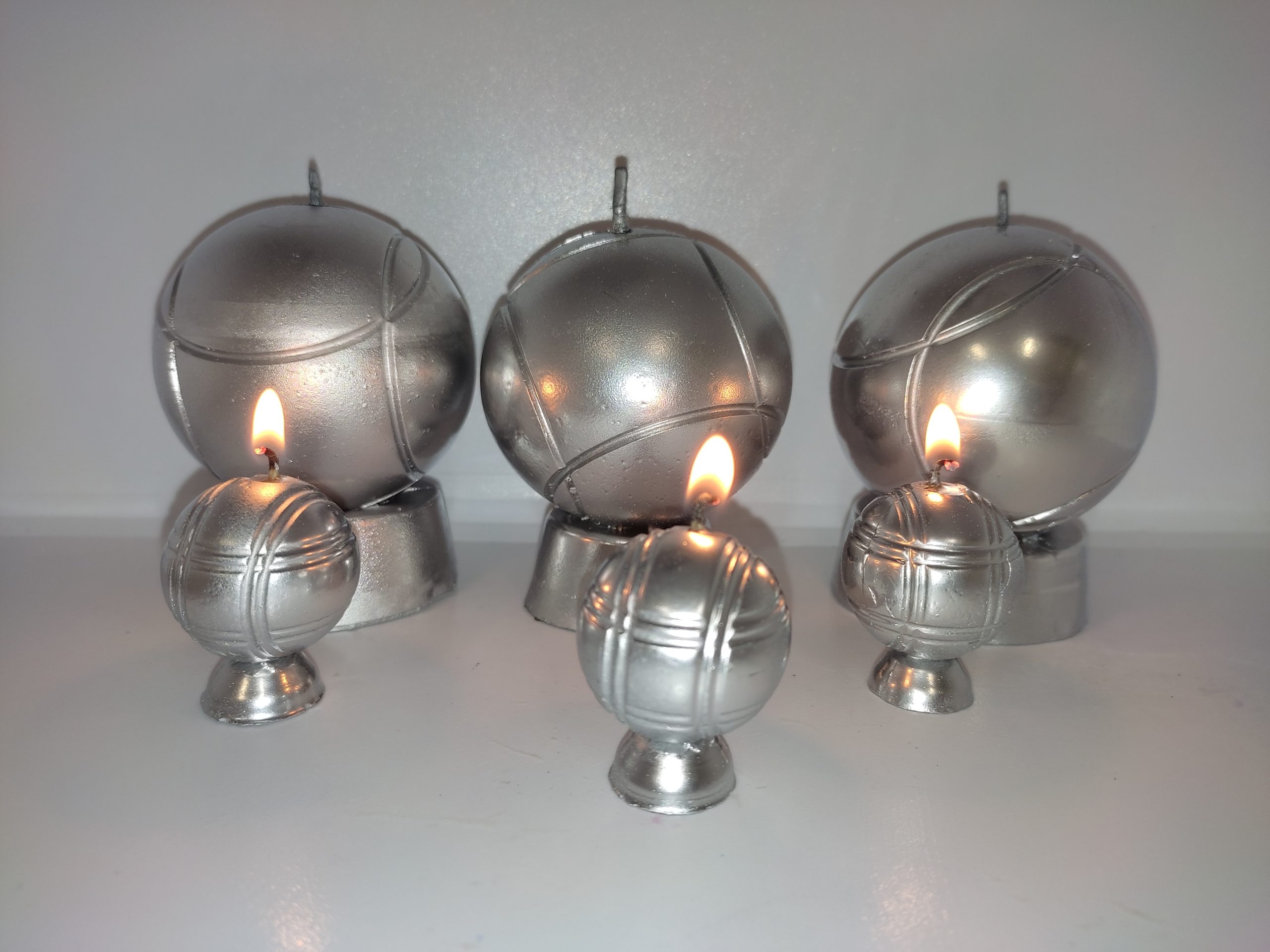 Bougies triplette de boules de pétanque et ses 3 mini boules