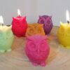 Bougies petites chouettes colorées x 6
