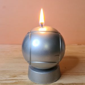 Bougie boule de pétanque argent