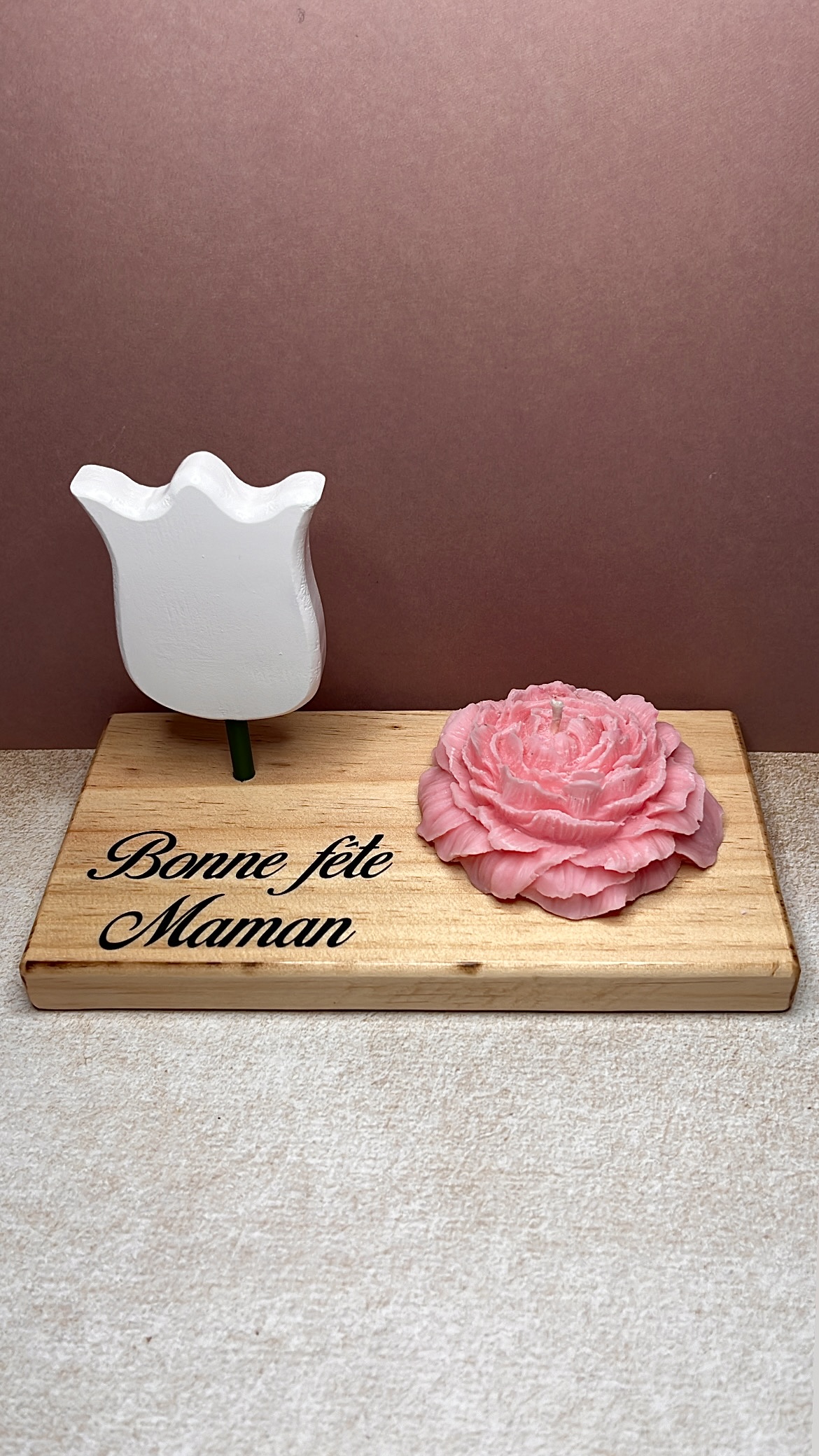 Socle + Camélia Rose Pâle