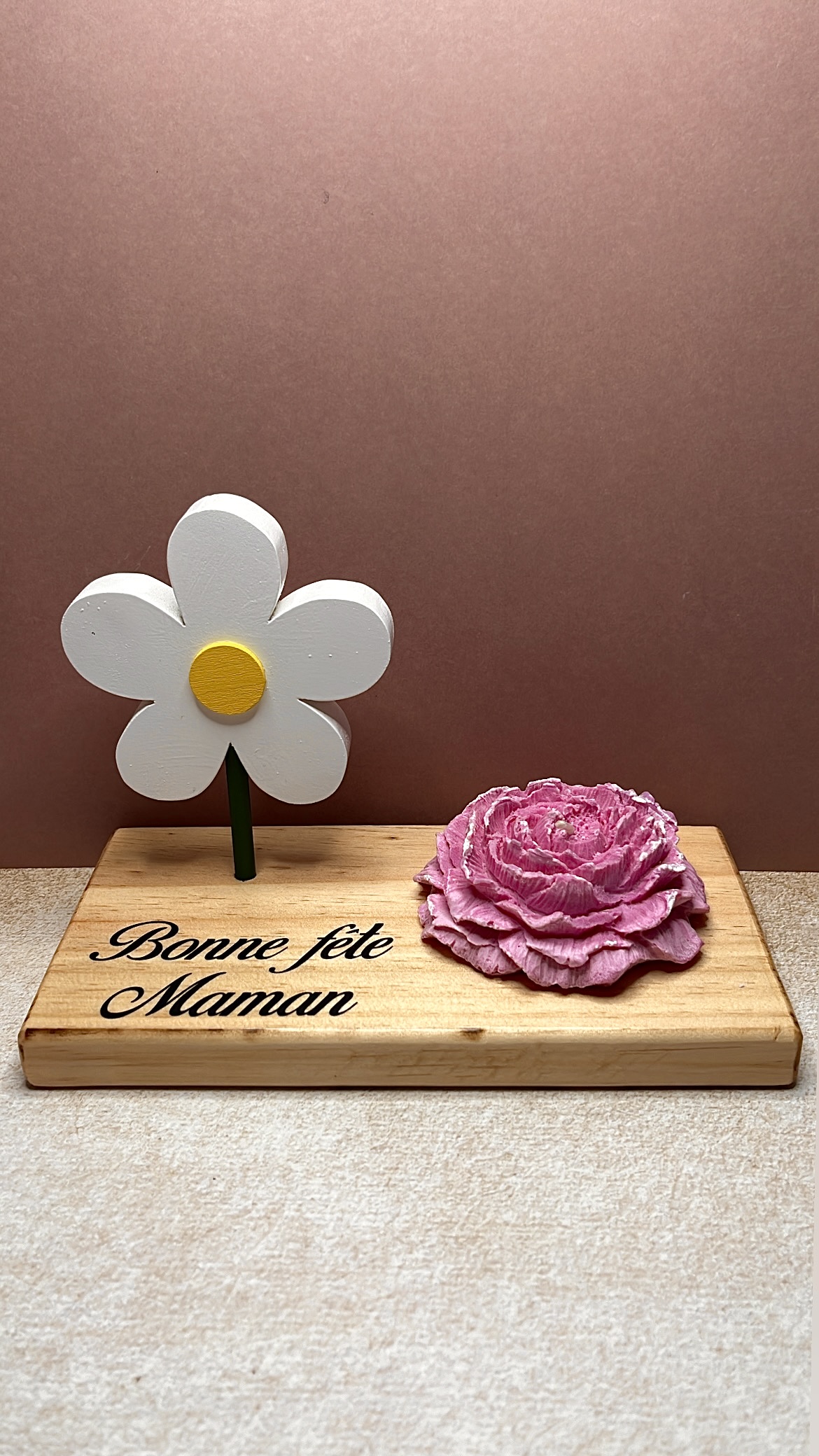 Socle + Camélia Rose et Blanc