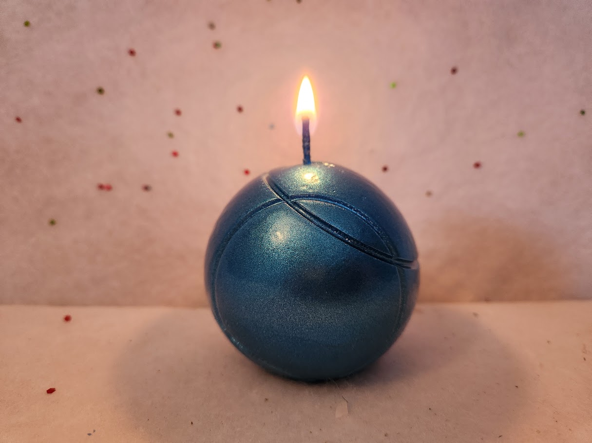bougie boule de pétanquebleue bougie boule de pétanque