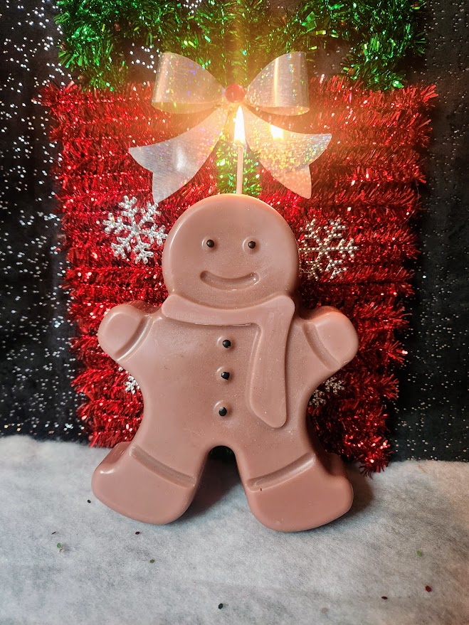 bougie décorative bonhomme en pain d'épice cire végétale bougie bonhomme en pain d'épices