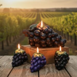 Bougies artisanales en forme de grappe de raisin, deux tailles disponibles, décoration de table thème vin