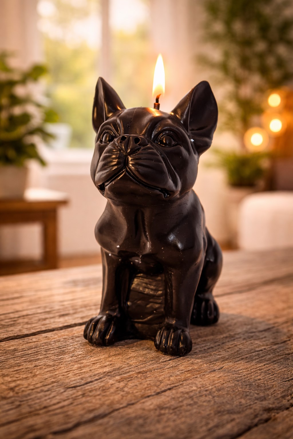 Bougie Exclusive Bouledogue Français noire moulée Bougie noire artisanale Bouledogue Français exclusive - Création moulée La Fée des Bougies.