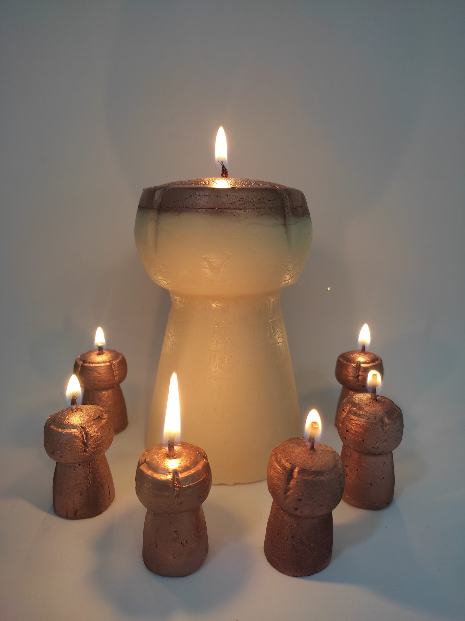 bougies bouchon de champagne et petits bouchons