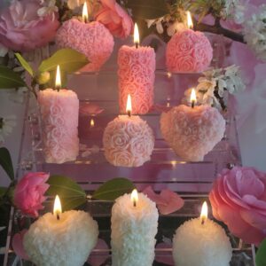 Bougies colonne et boule florales