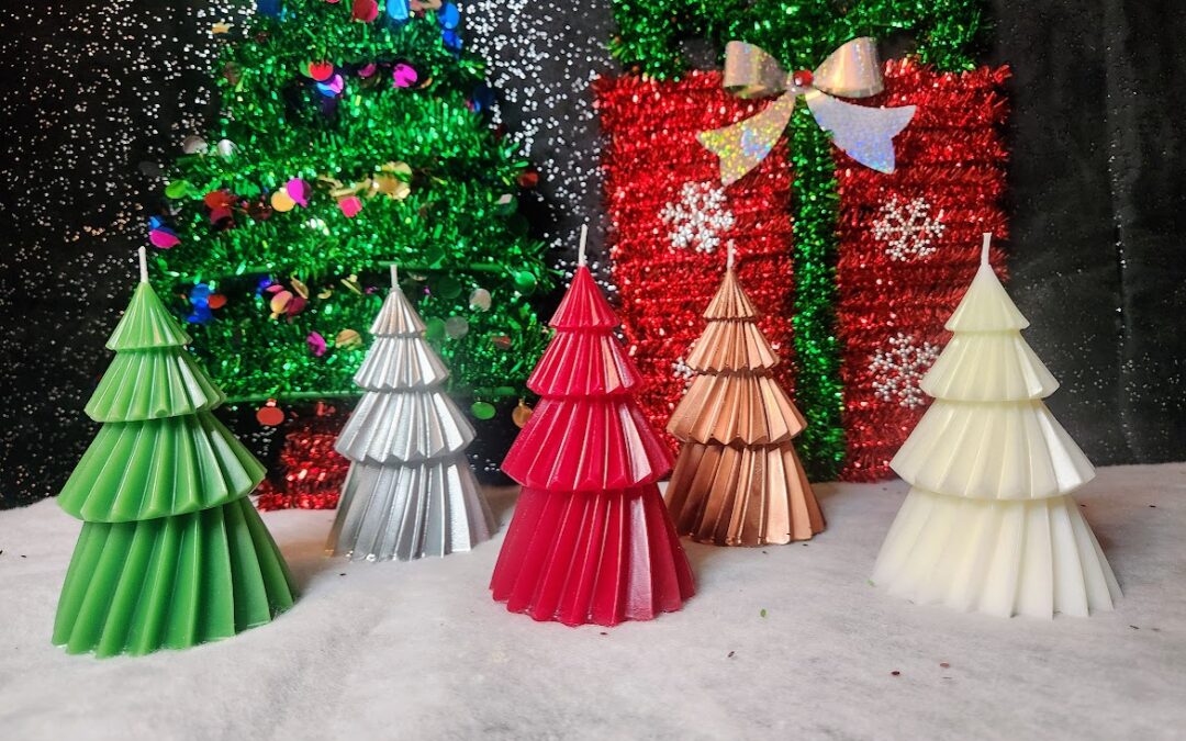 bougies décoratives noël sapins de couleurs