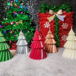 bougies décoratives noël sapins de couleurs