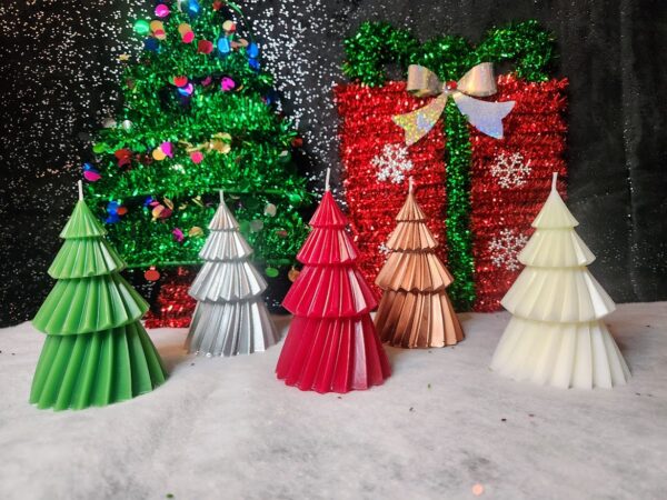 bougies décoratives noël sapins de couleurs