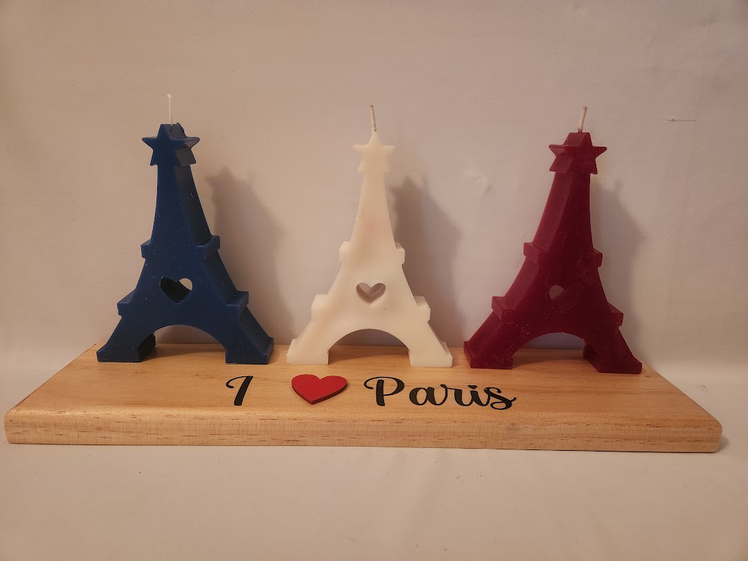 bougies tour eiffel bleu blanc rouge non allumées